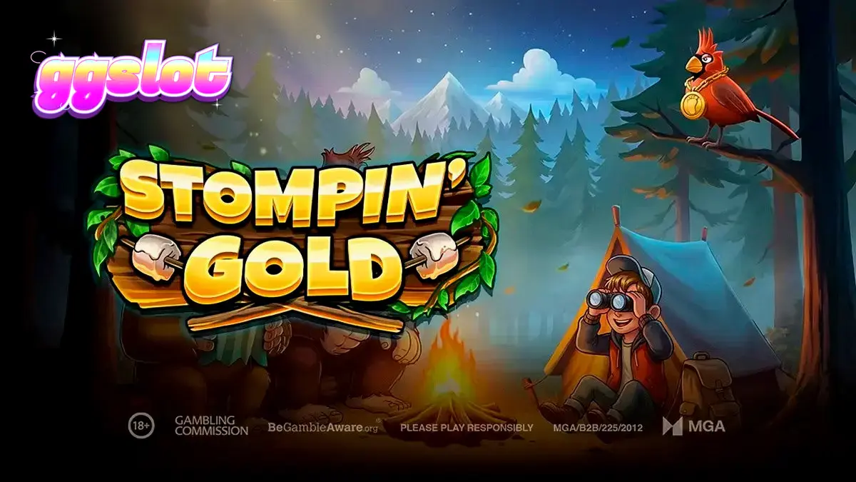 Pemandangan hutan berkabut dalam slot Stompin’ Gold