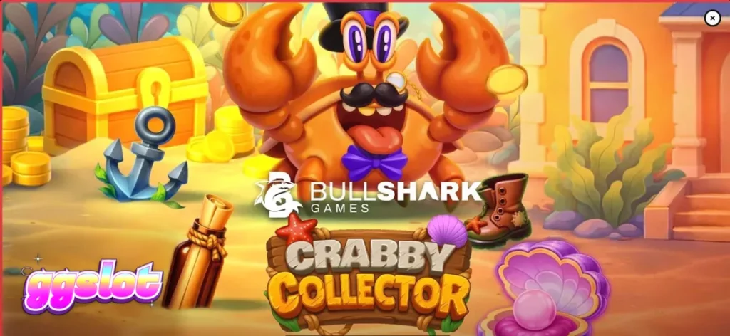 Pemandangan bawah laut yang cerah dalam permainan slot Crabby Collector dengan kepiting berpenampilan elegan.